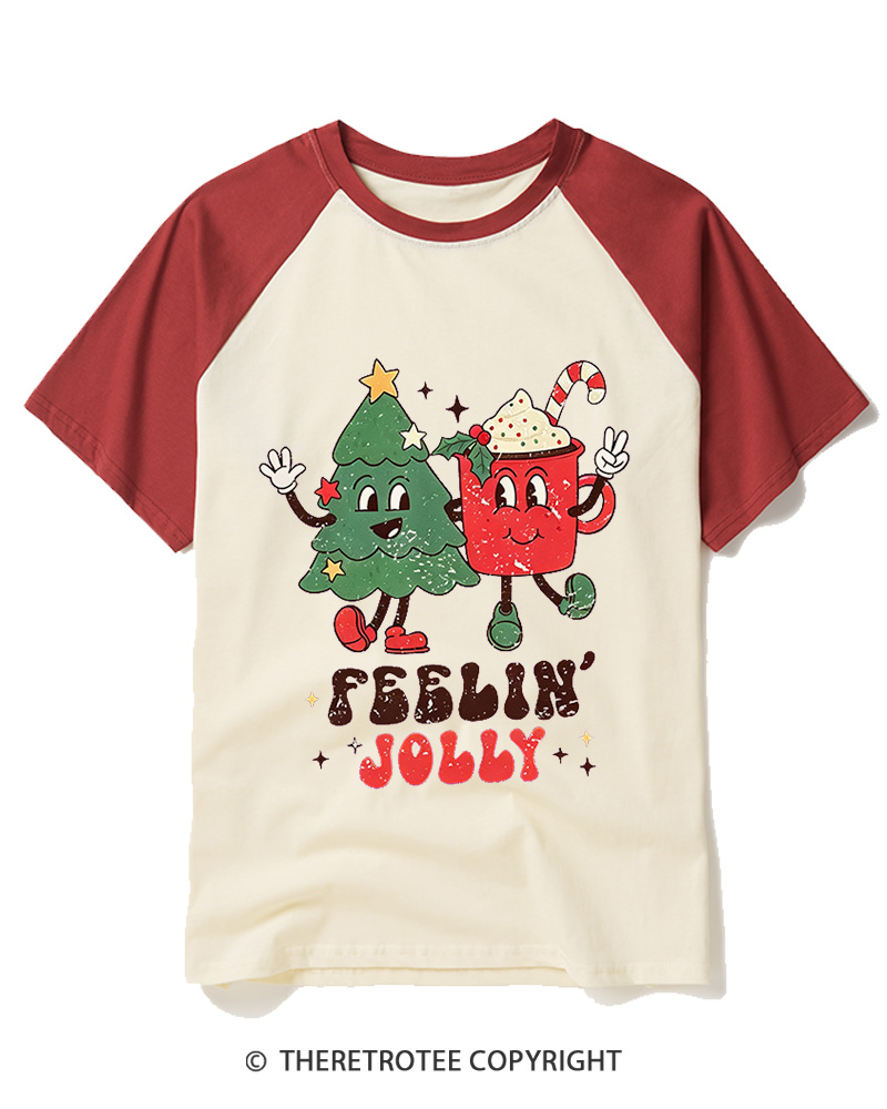 TheRetroTee Feelin’ Jolly 1970s Raglan Baseball T-Shirt