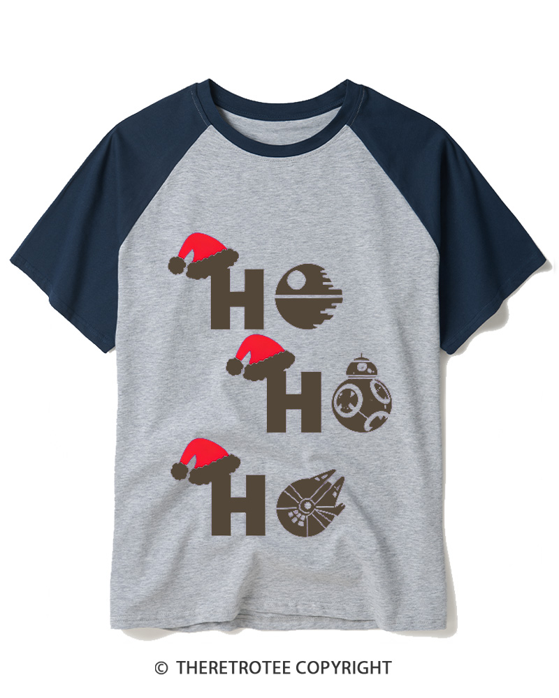 TheRetroTee Ho Ho Ho 1980s Raglan Baseball T-Shirt