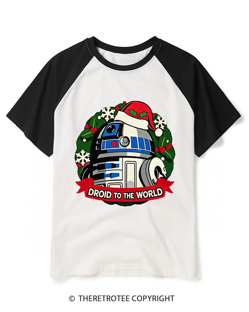 TheRetroTee Joy to the World 1970s Raglan Baseball T-Shirt