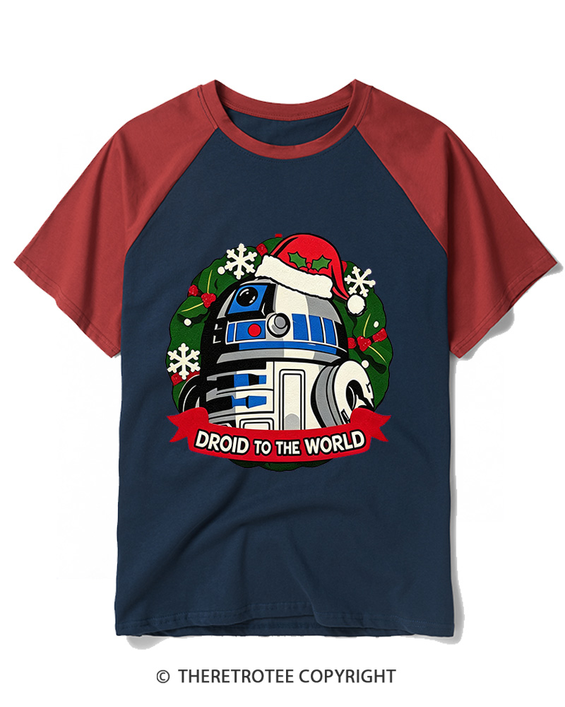 TheRetroTee Joy to the World 1970s Raglan Baseball T-Shirt