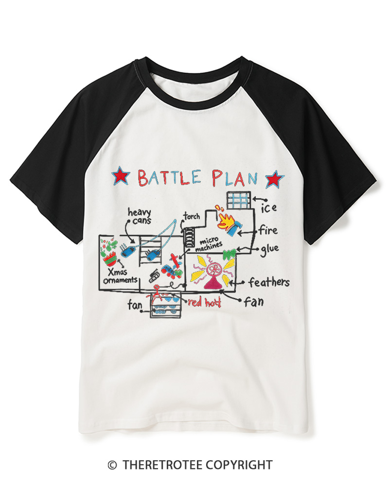 TheRetroTee Battle Plan 1990s Raglan Baseball T-Shirt