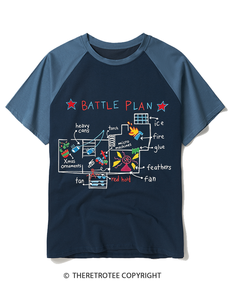 TheRetroTee Battle Plan 1990s Raglan Baseball T-Shirt