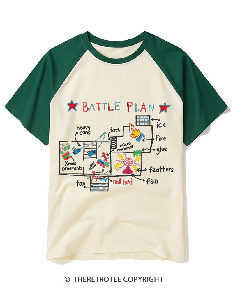 TheRetroTee Battle Plan 1990s Raglan Baseball T-Shirt