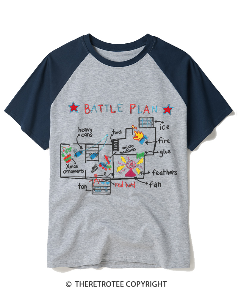 TheRetroTee Battle Plan 1990s Raglan Baseball T-Shirt