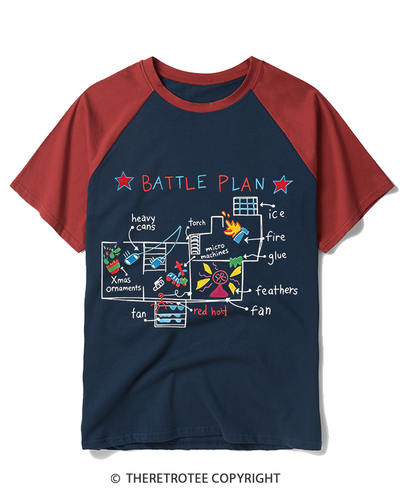 TheRetroTee Battle Plan 1990s Raglan Baseball T-Shirt