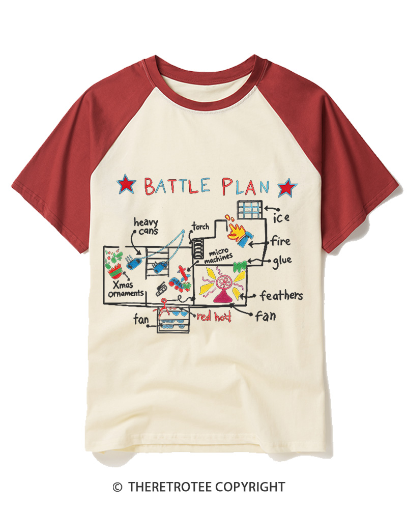 TheRetroTee Battle Plan 1990s Raglan Baseball T-Shirt