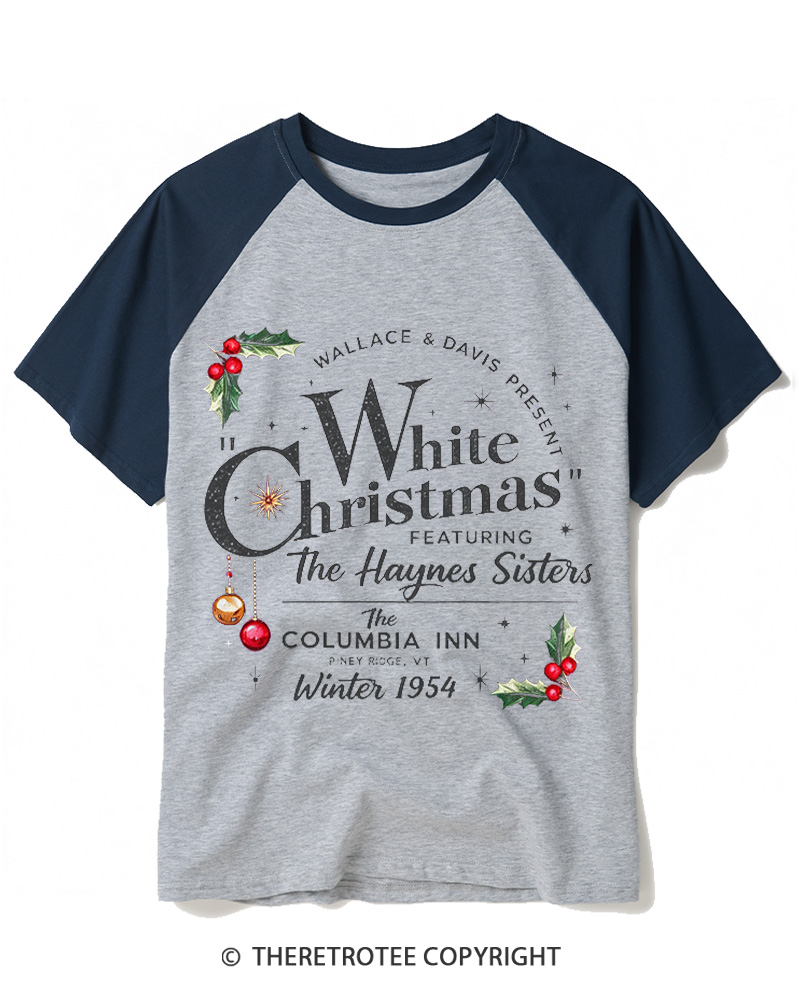 TheRetroTee White Christmas 1950s Raglan Baseball T-Shirt