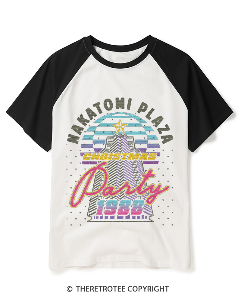 TheRetroTee Nakatomi Plaza 1980s Raglan Baseball T-Shirt