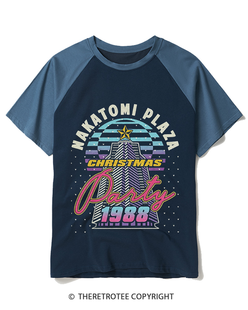 TheRetroTee Nakatomi Plaza 1980s Raglan Baseball T-Shirt