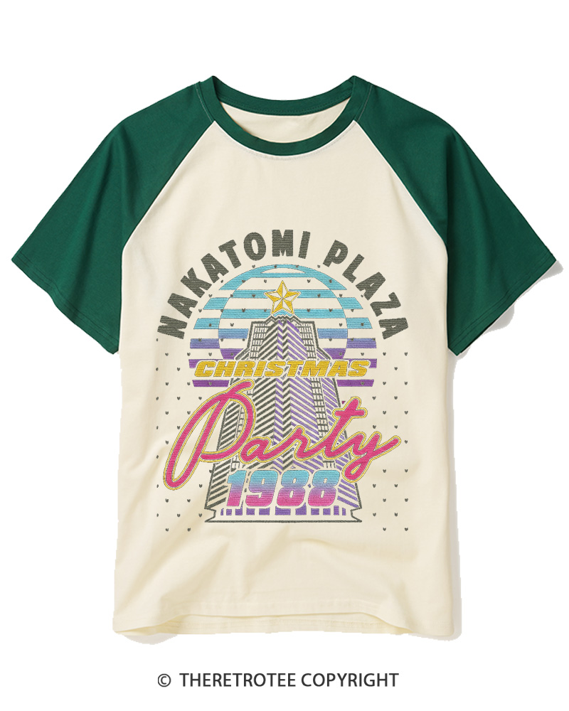 TheRetroTee Nakatomi Plaza 1980s Raglan Baseball T-Shirt