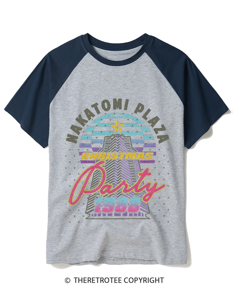 TheRetroTee Nakatomi Plaza 1980s Raglan Baseball T-Shirt