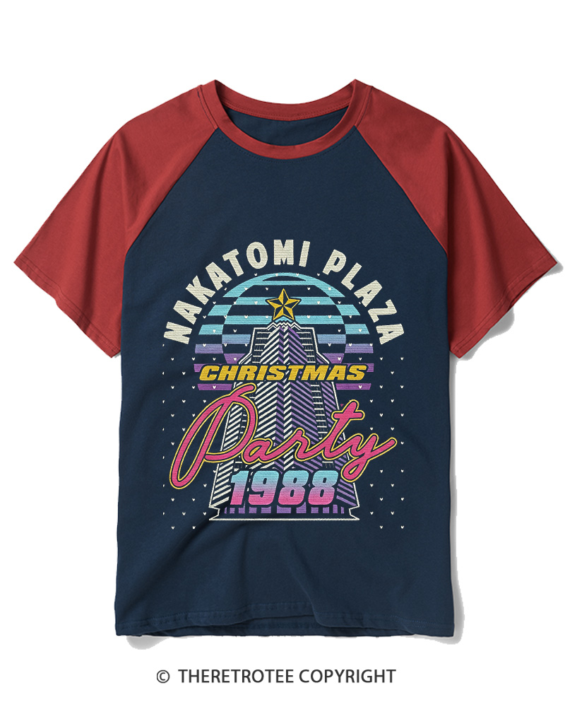 TheRetroTee Nakatomi Plaza 1980s Raglan Baseball T-Shirt