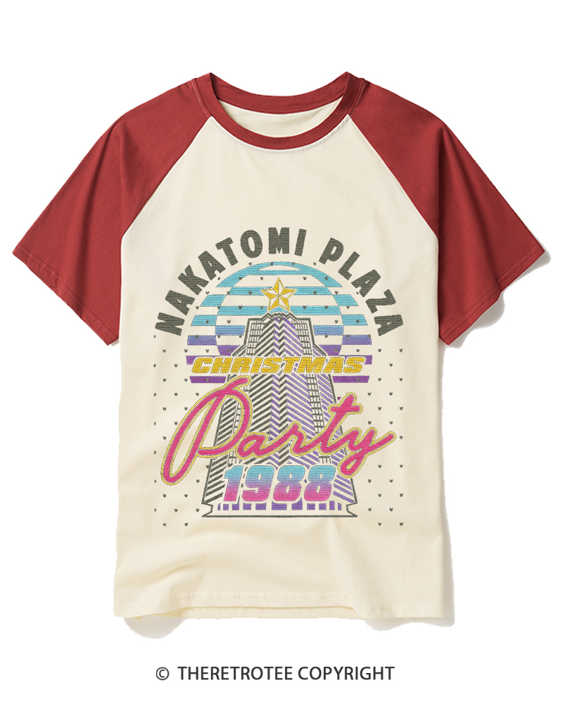 TheRetroTee Nakatomi Plaza 1980s Raglan Baseball T-Shirt