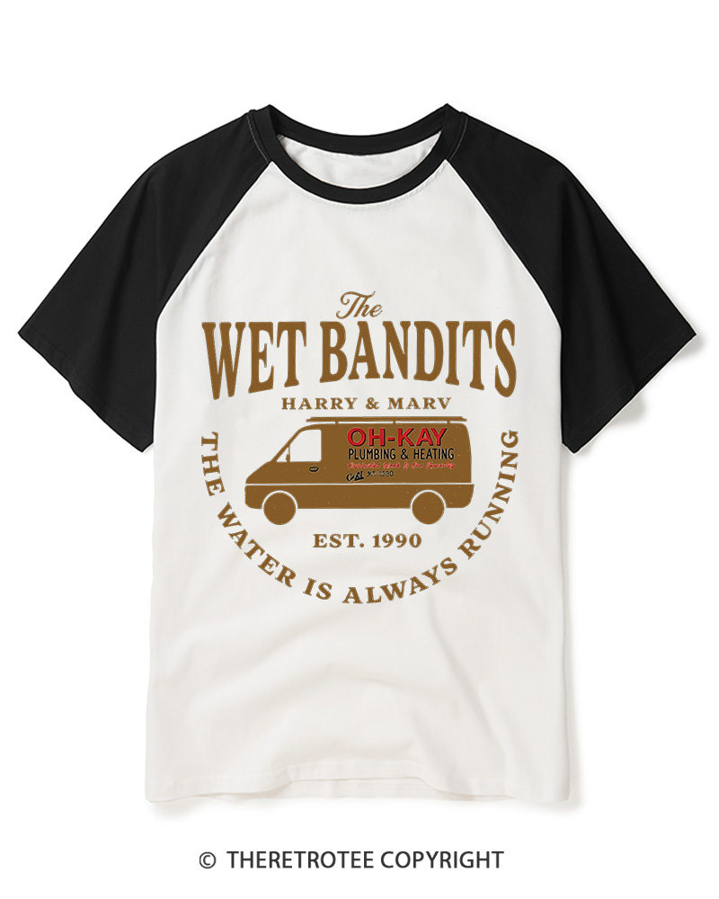 TheRetroTee The Wet Bandits 1990s Raglan Baseball T-Shirt