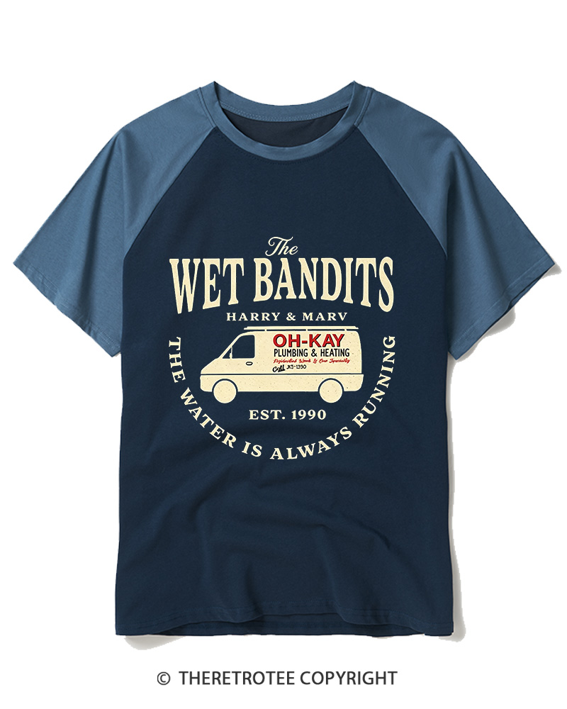 TheRetroTee The Wet Bandits 1990s Raglan Baseball T-Shirt