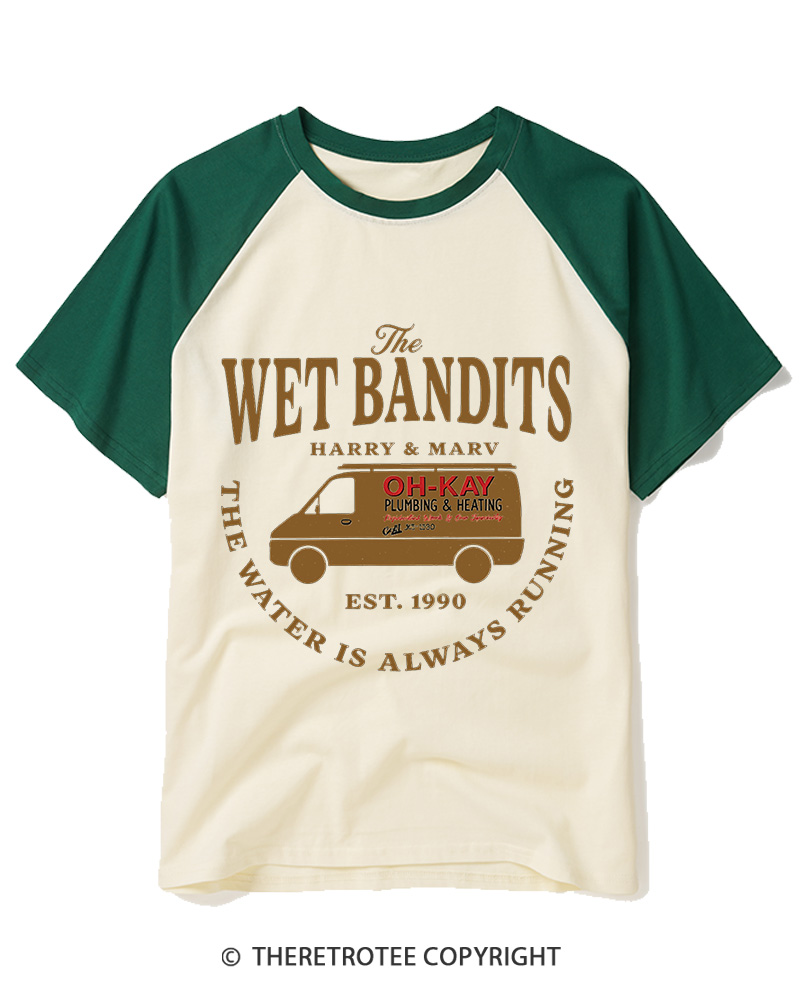 TheRetroTee The Wet Bandits 1990s Raglan Baseball T-Shirt