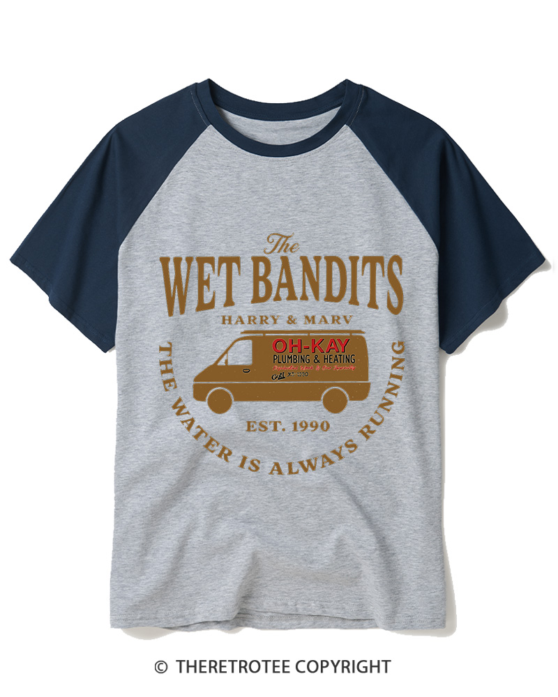 TheRetroTee The Wet Bandits 1990s Raglan Baseball T-Shirt