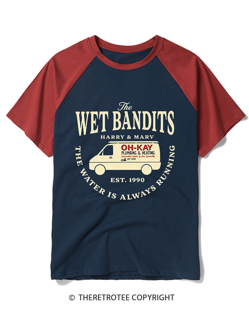 TheRetroTee The Wet Bandits 1990s Raglan Baseball T-Shirt
