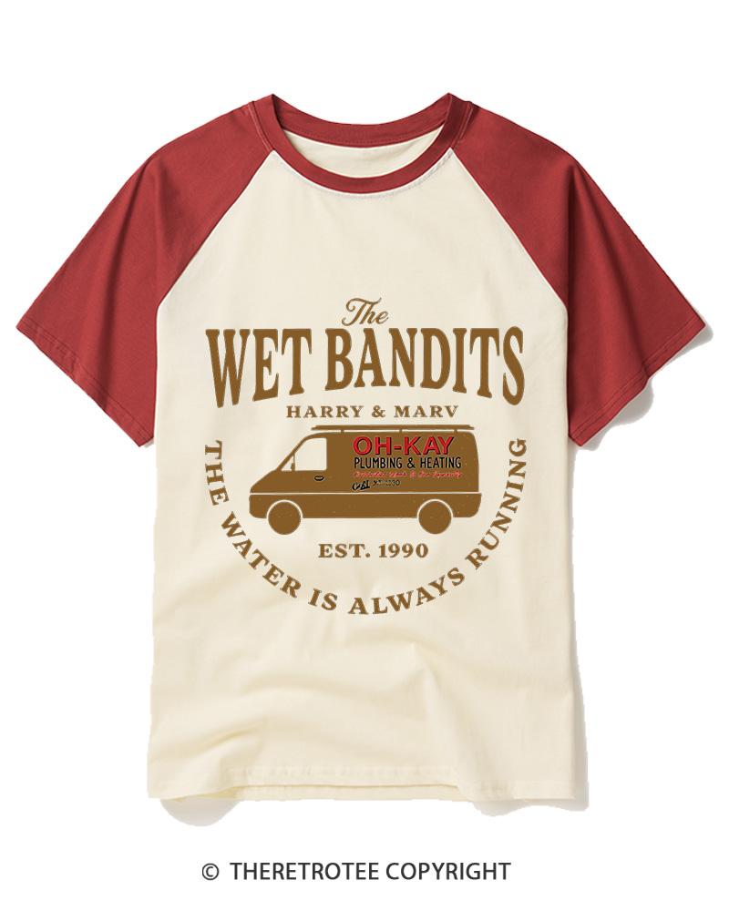 TheRetroTee The Wet Bandits 1990s Raglan Baseball T-Shirt