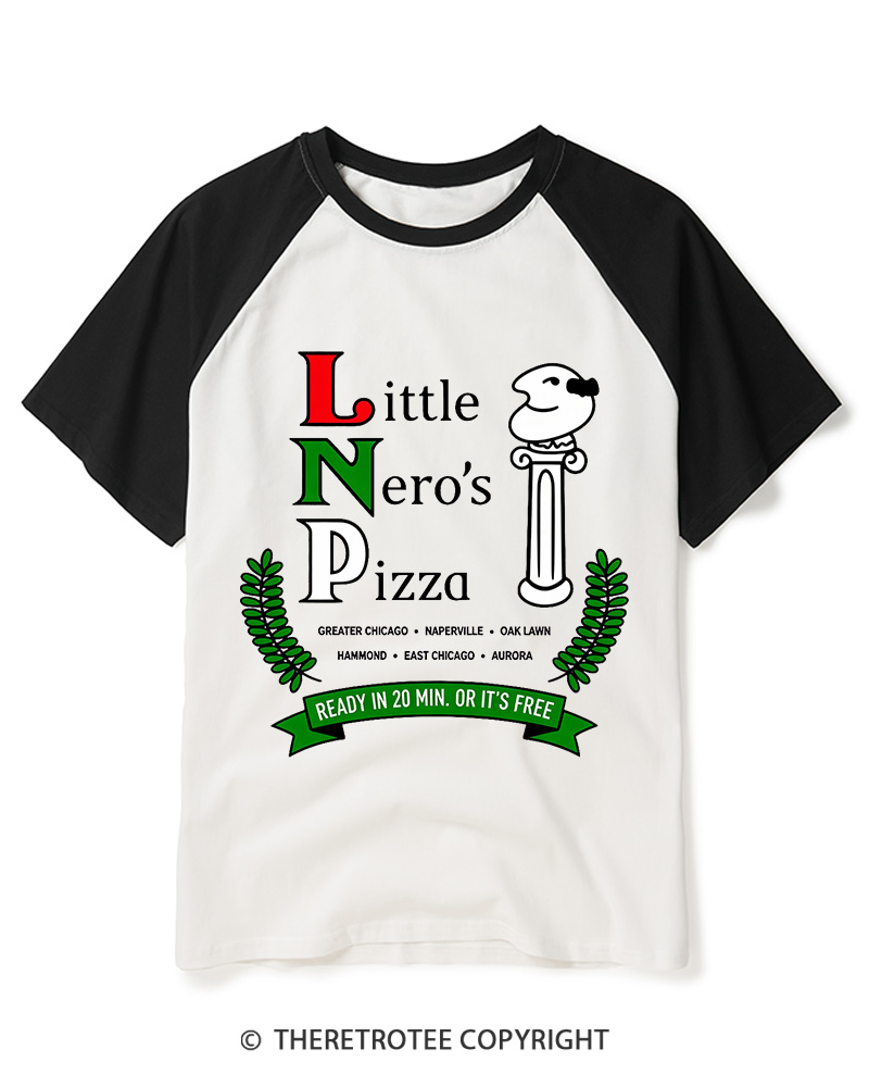 TheRetroTee Little Nero’s Pizza 1990s Raglan Baseball T-Shirt