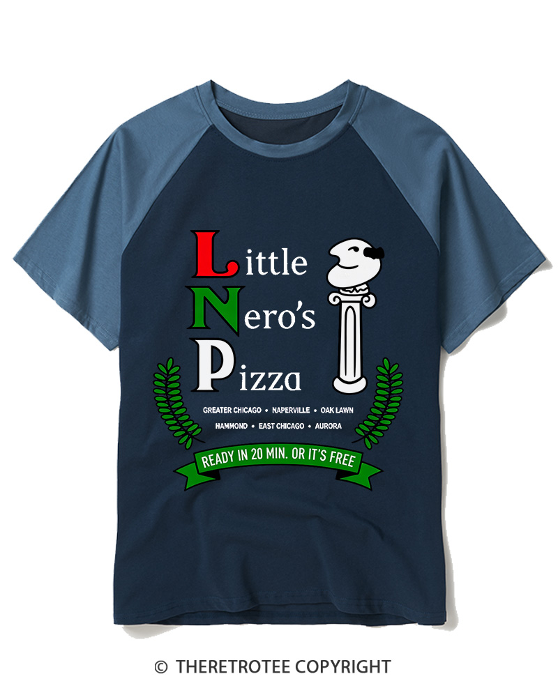 TheRetroTee Little Nero’s Pizza 1990s Raglan Baseball T-Shirt