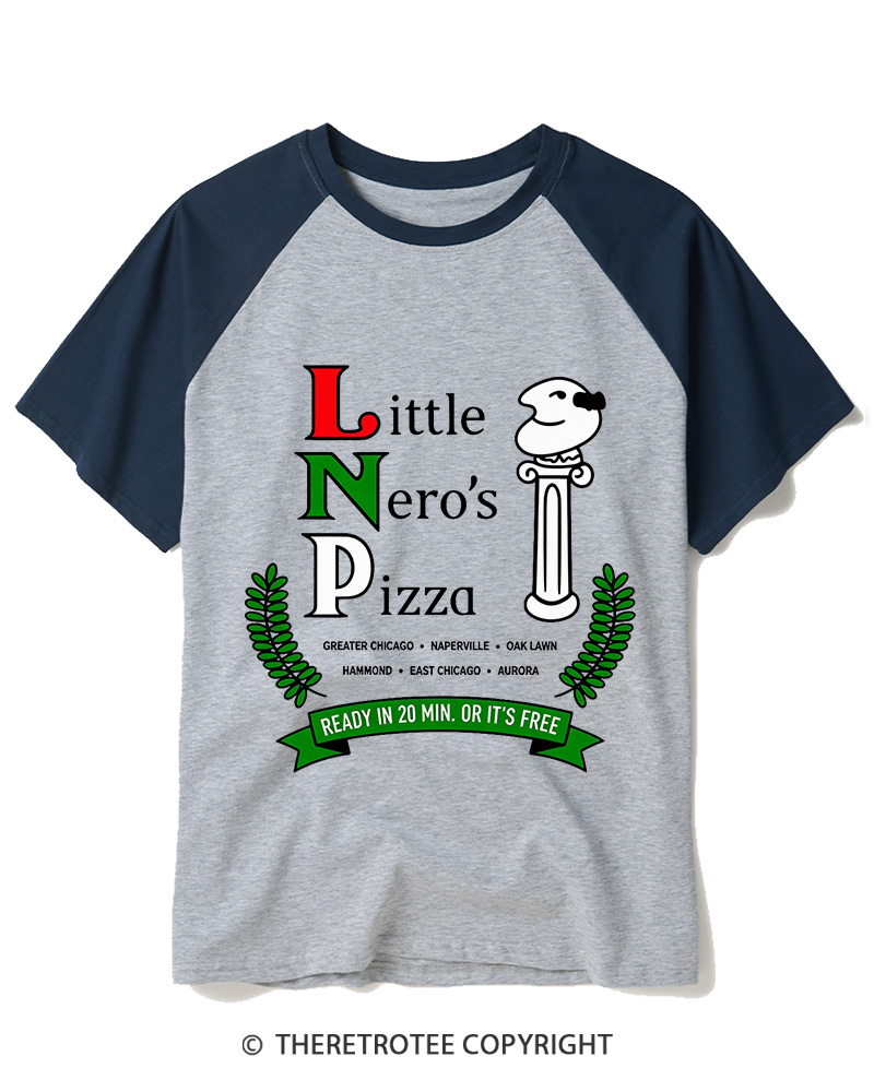 TheRetroTee Little Nero’s Pizza 1990s Raglan Baseball T-Shirt