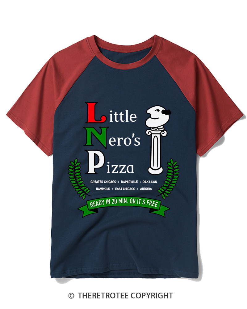 TheRetroTee Little Nero’s Pizza 1990s Raglan Baseball T-Shirt