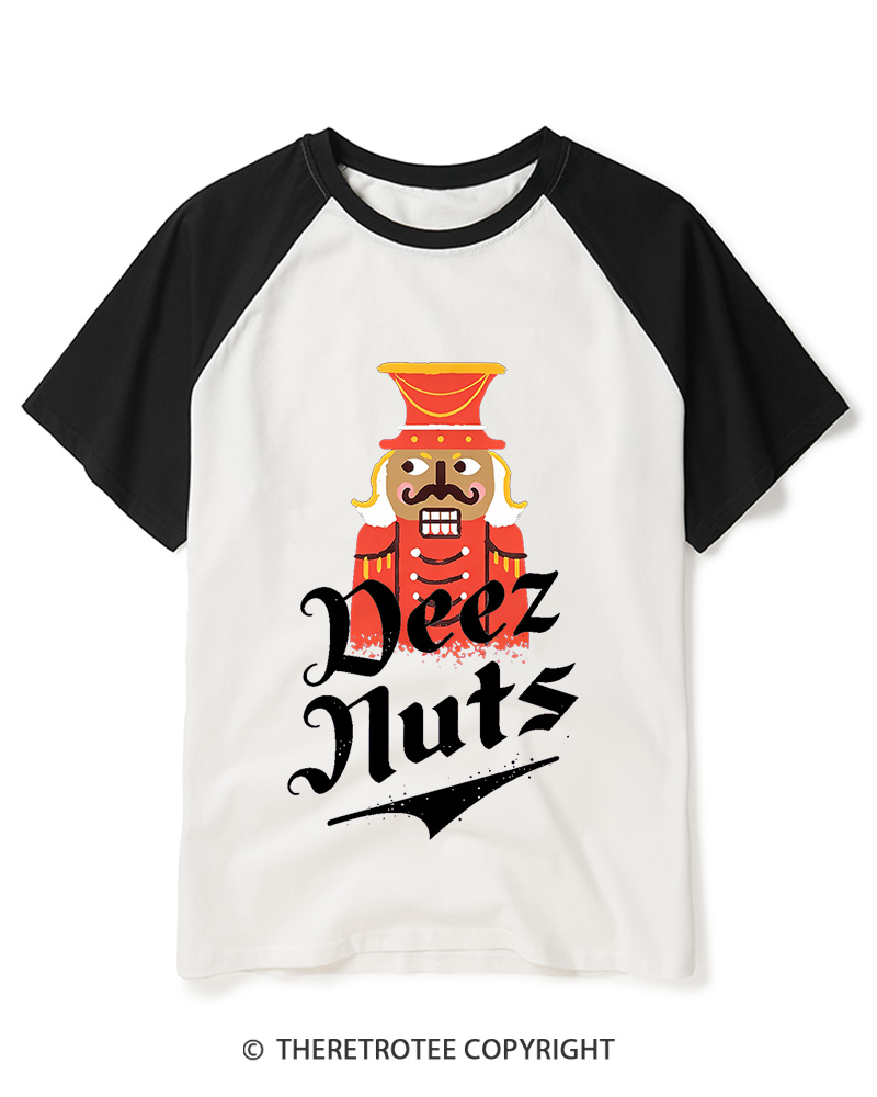 TheRetroTee Deez Nuts 1990s Raglan Baseball T-Shirt