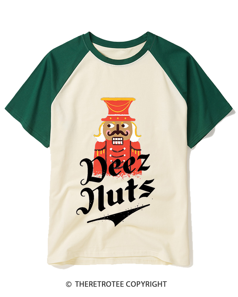 TheRetroTee Deez Nuts 1990s Raglan Baseball T-Shirt