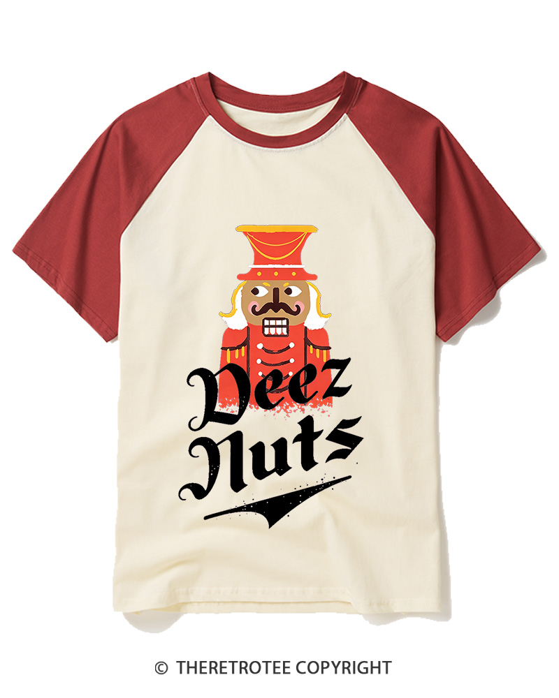 TheRetroTee Deez Nuts 1990s Raglan Baseball T-Shirt