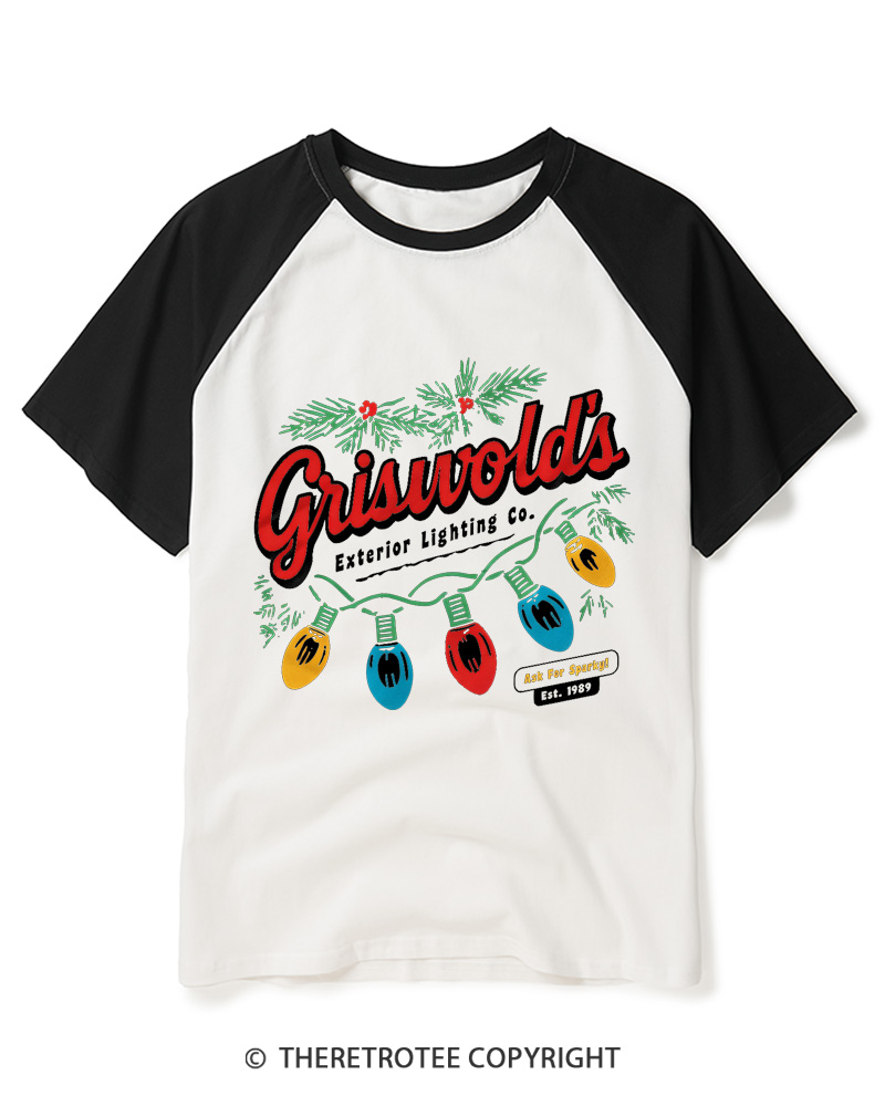 TheRetroTee Exterior Lighting 1980s Raglan Baseball T-Shirt