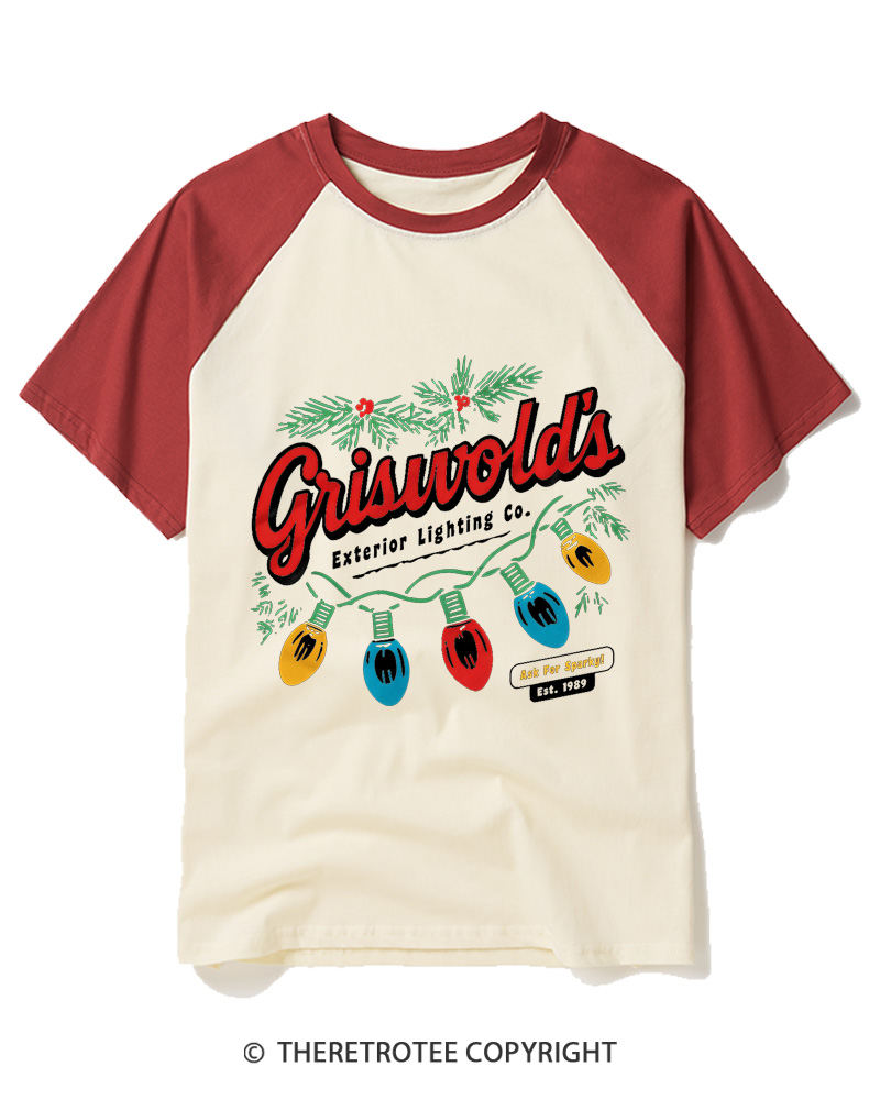 TheRetroTee Exterior Lighting 1980s Raglan Baseball T-Shirt