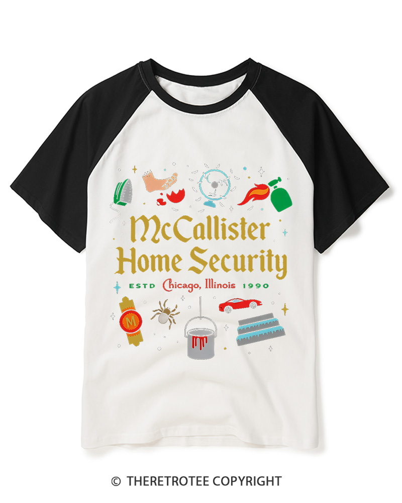 TheRetroTee Home Security 1990s Raglan Baseball T-Shirt