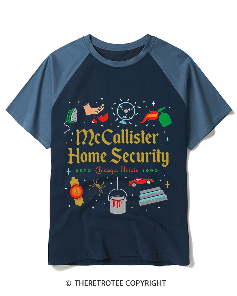 TheRetroTee Home Security 1990s Raglan Baseball T-Shirt
