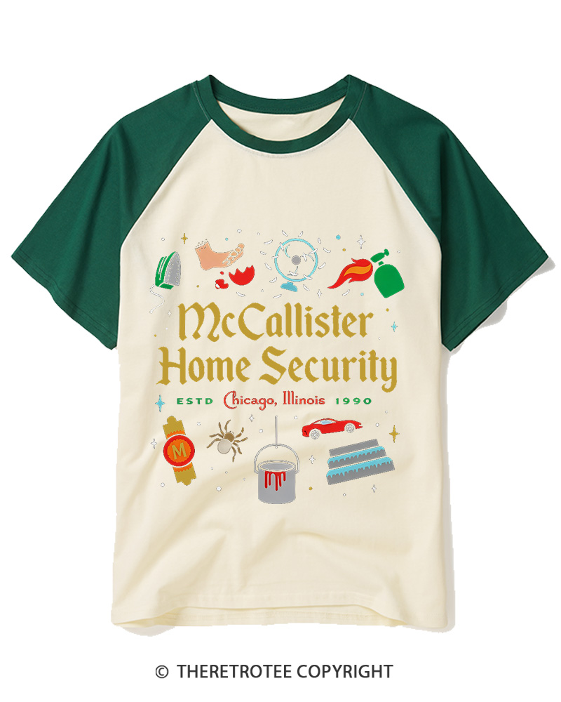 TheRetroTee Home Security 1990s Raglan Baseball T-Shirt