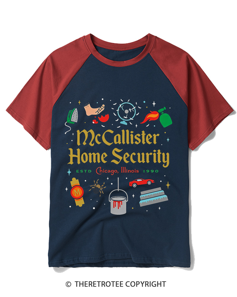 TheRetroTee Home Security 1990s Raglan Baseball T-Shirt