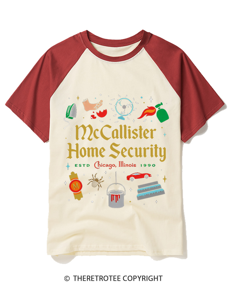 TheRetroTee Home Security 1990s Raglan Baseball T-Shirt