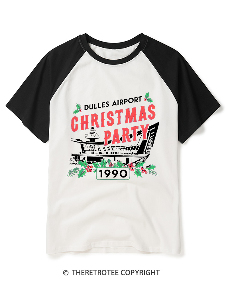 TheRetroTee Christmas Party 1990s Raglan Baseball T-Shirt