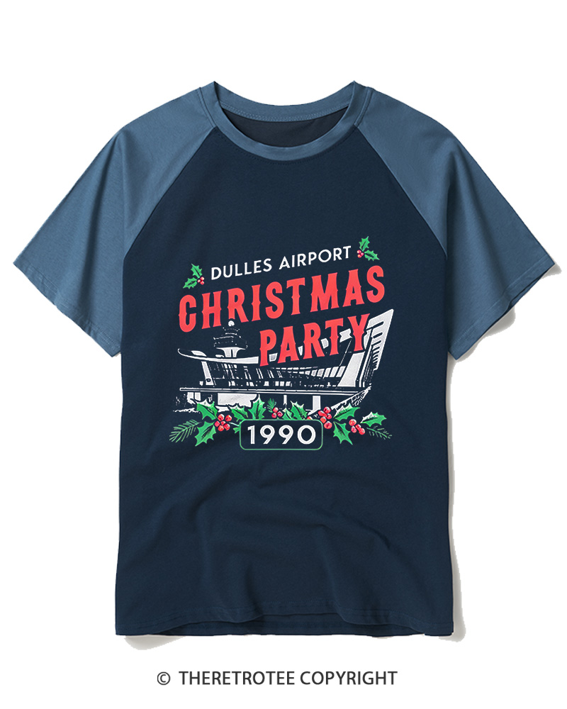 TheRetroTee Christmas Party 1990s Raglan Baseball T-Shirt
