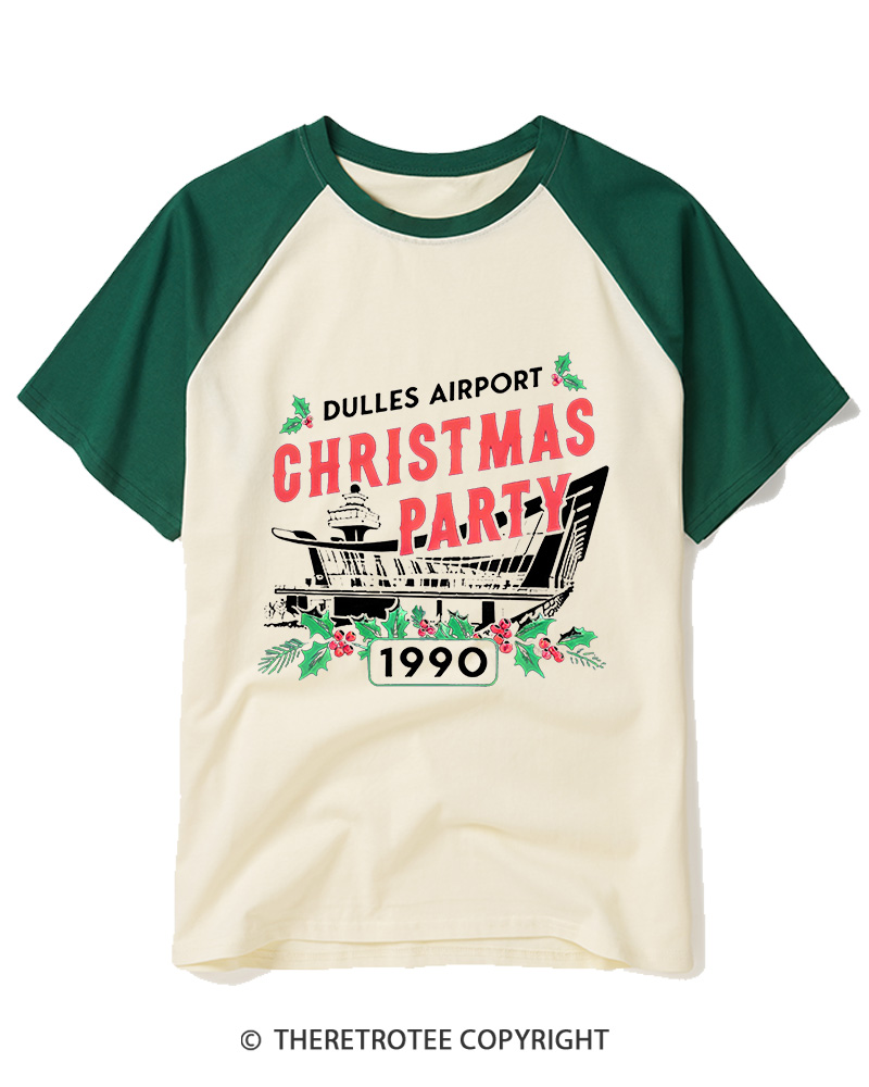 TheRetroTee Christmas Party 1990s Raglan Baseball T-Shirt
