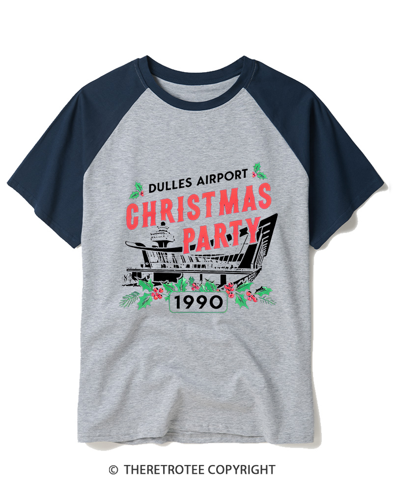 TheRetroTee Christmas Party 1990s Raglan Baseball T-Shirt
