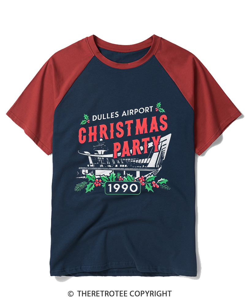 TheRetroTee Christmas Party 1990s Raglan Baseball T-Shirt