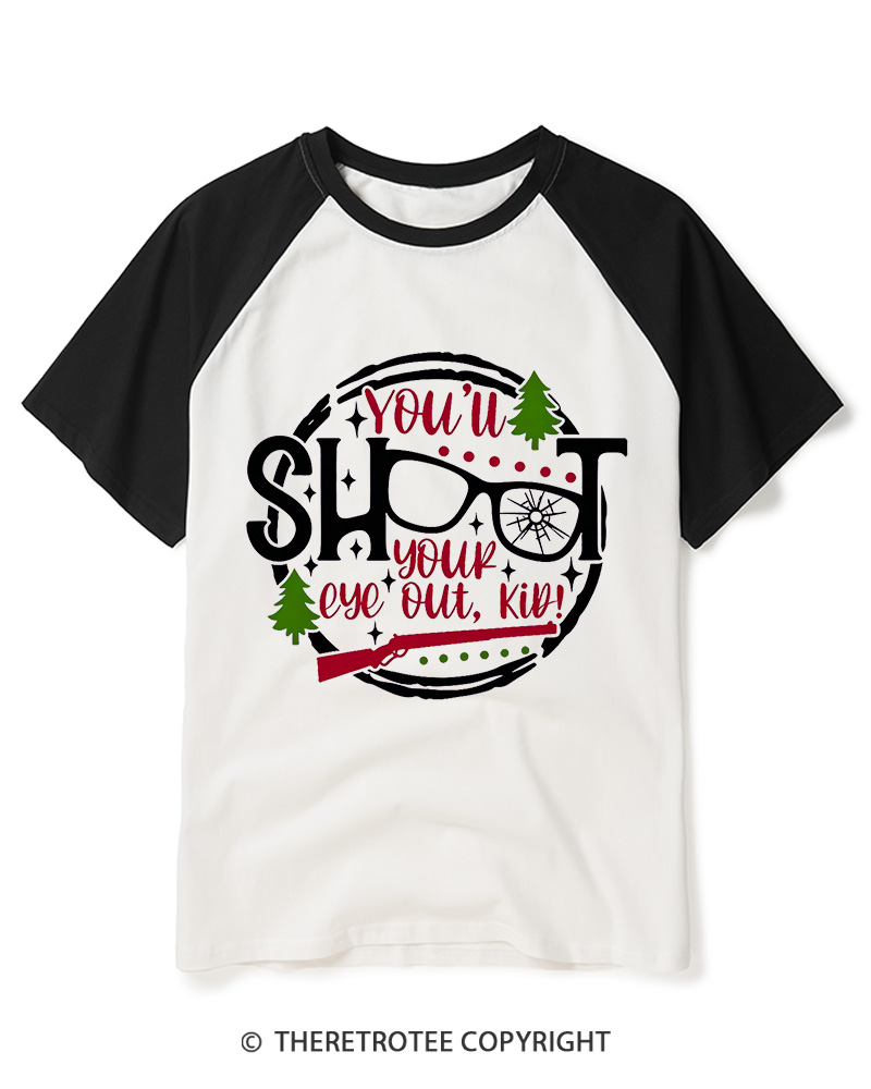 TheRetroTee You’ll Shoot Your Eye Out 1980s Raglan Baseball T-Shirt