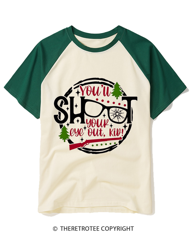 TheRetroTee You’ll Shoot Your Eye Out 1980s Raglan Baseball T-Shirt