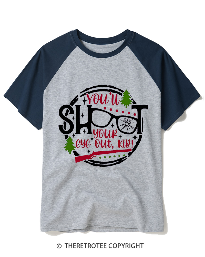 TheRetroTee You’ll Shoot Your Eye Out 1980s Raglan Baseball T-Shirt