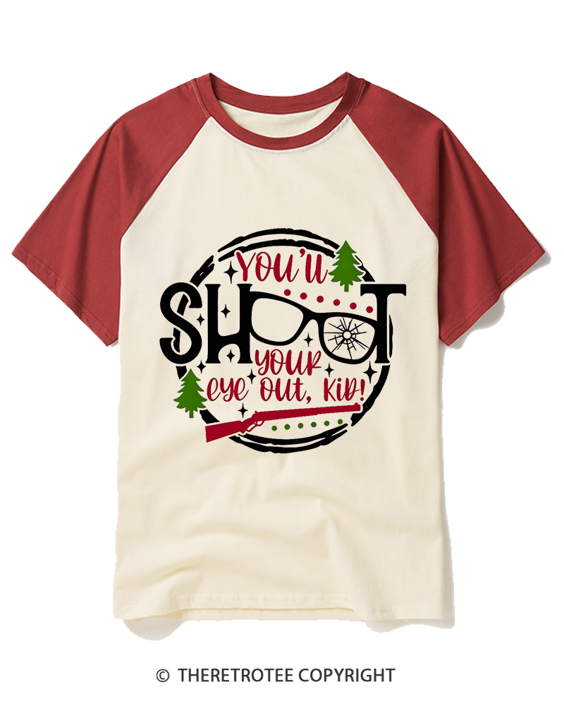TheRetroTee You’ll Shoot Your Eye Out 1980s Raglan Baseball T-Shirt