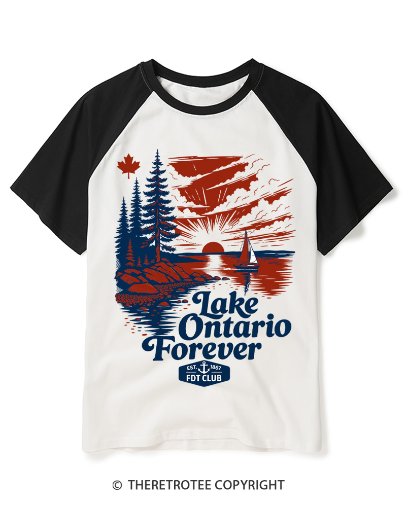 TheRetroTee Lake Ontario Forever 1660 Raglan Baseball T-Shirt