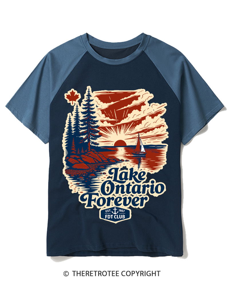TheRetroTee Lake Ontario Forever 1660 Raglan Baseball T-Shirt