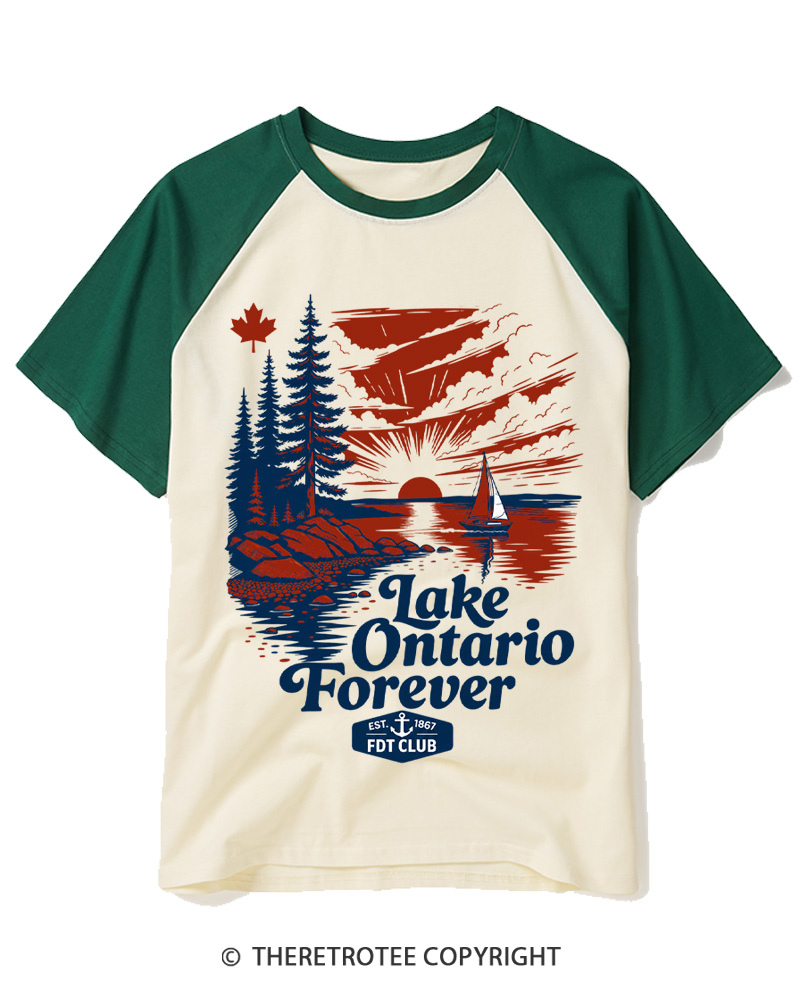 TheRetroTee Lake Ontario Forever 1660 Raglan Baseball T-Shirt