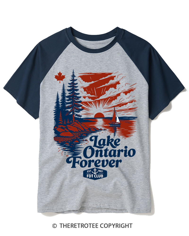TheRetroTee Lake Ontario Forever 1660 Raglan Baseball T-Shirt